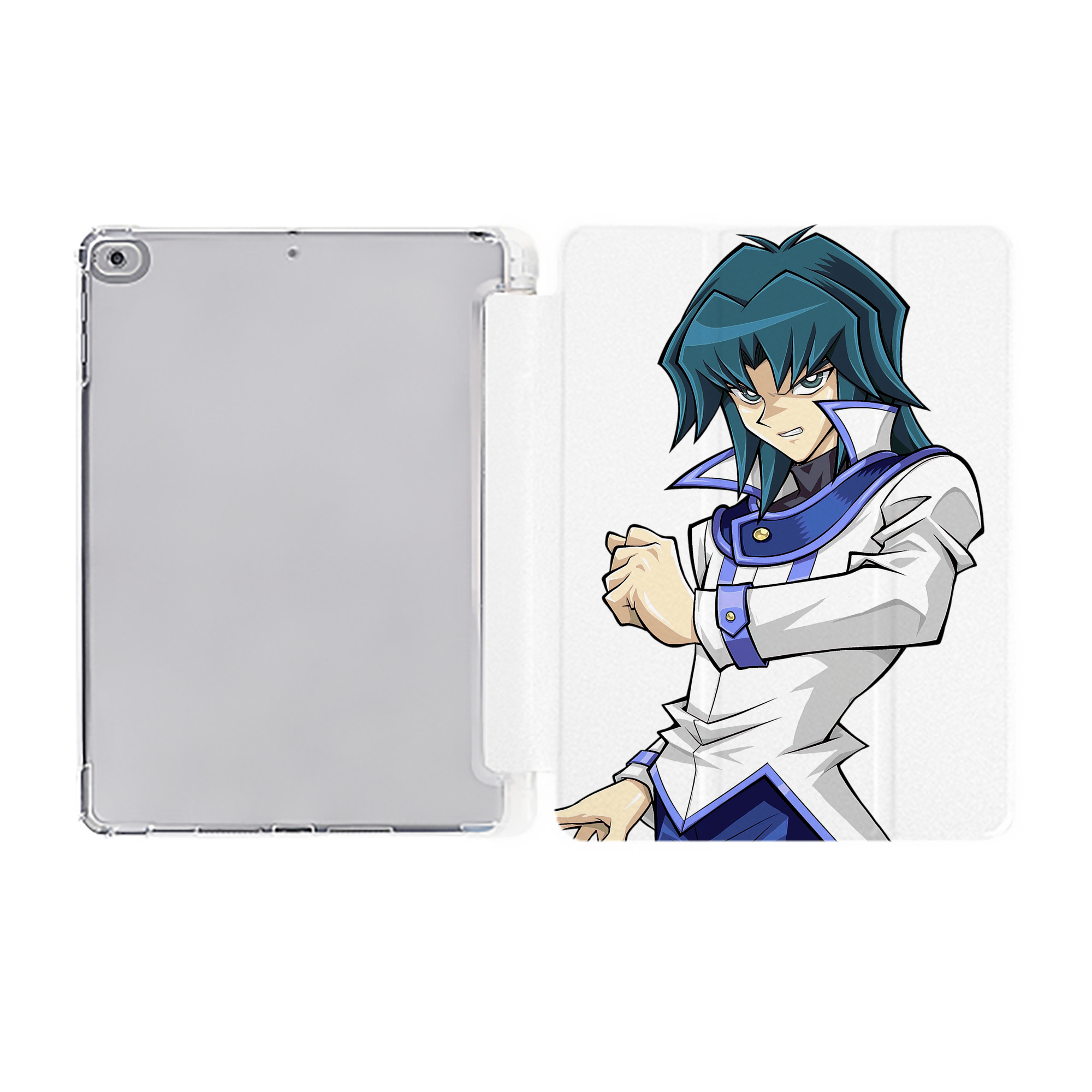 （画像用） 遊☆戯☆王 Yu-Gi-Oh! IPad ケース ペン収納付き 三つ折りスタンド PUレザー×シリコン 対応機種9.5/10.5/10.9インチ